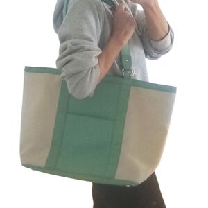 Gigi New York Italian Linen & Leather Tote Travel Beach Weekender Bag